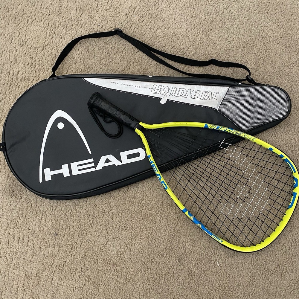 Head MX Hurricane Racquetball Racquet Neon Yellow 3 5/8 w/ Head Liqudmetal Case